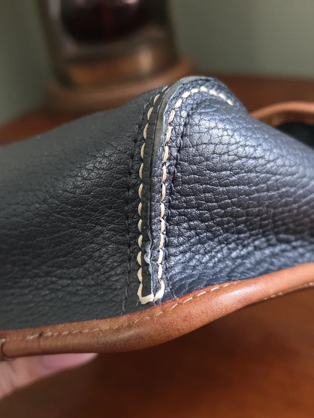 Dooney & Bourke Vintage Mini Flap Crossbody Navy Tan AWL Leather Bag